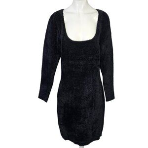 Aritzia Sunday Best Montgomery Sweater Dress, Fluffy, Soft, Black, Long Sleeve L